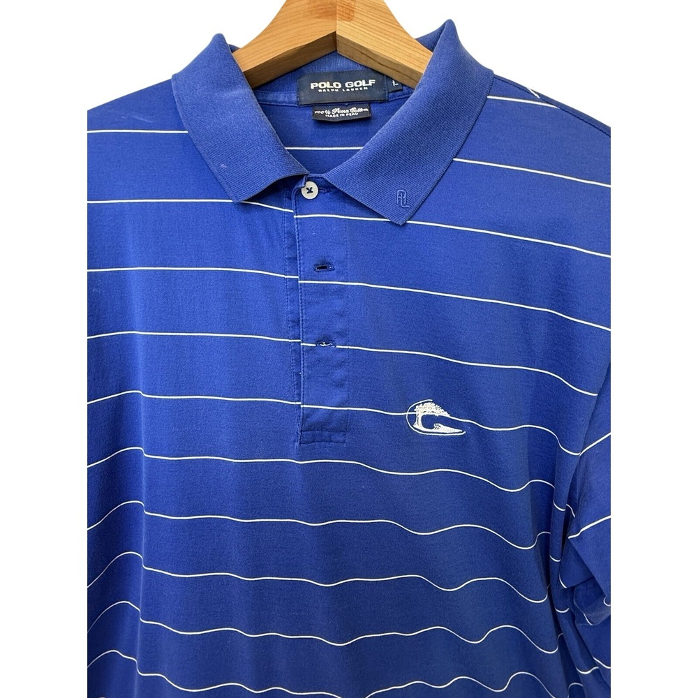 Polo Golf L Shortsleeve Polo Blue Stripe  OCEAN FOREST Golf Club Member Shirt